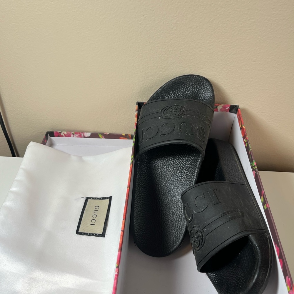 Gucci Black Slide Sandals